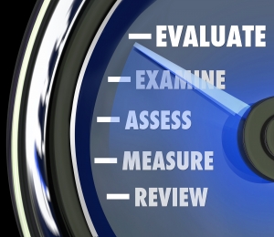 A performance review or evaluation measured on a speedometer or